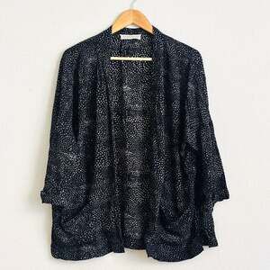 Abercrombie & Fitch Black & White Polka Dot Open Front Cardigan